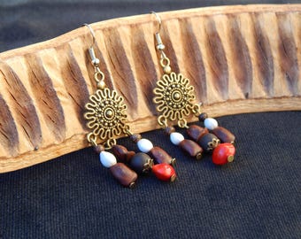 Lot De Boucles D'Oreilles Anciennes - Style Ethnique & Vintage - Motif Lotus