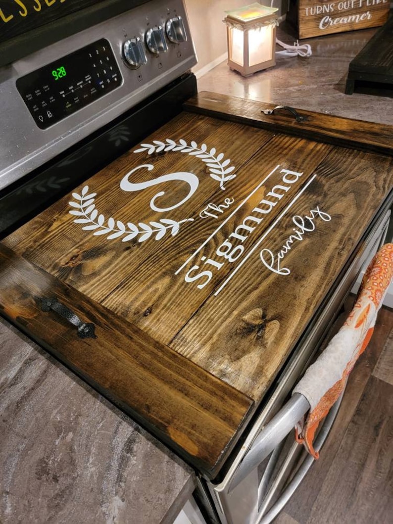 Custom Handmade Stove Top Cover Wooden Cover funny Sayings Etsy