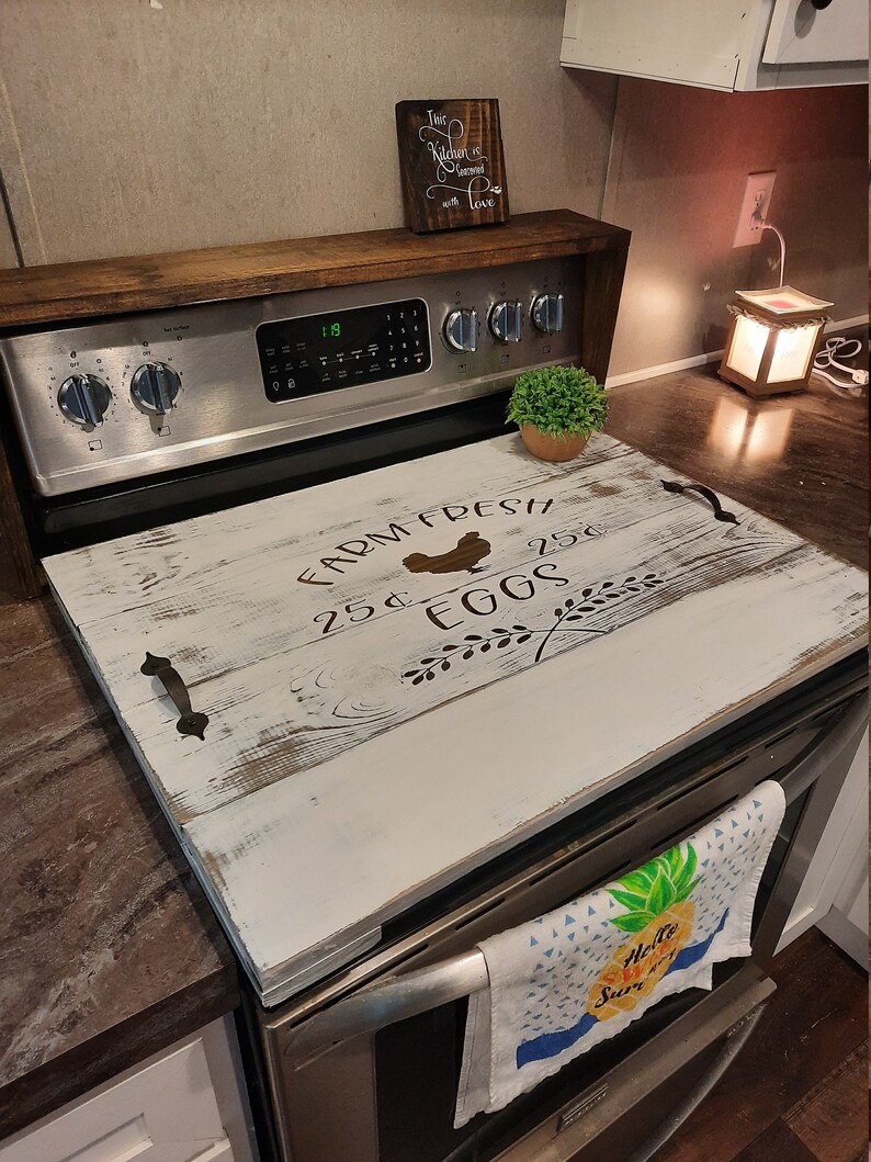 Stove top cover Farmhouse decor Stove tray gas stove Etsy