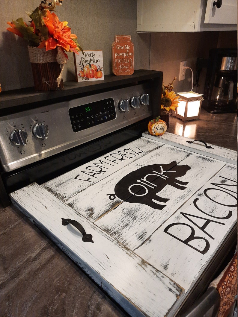 Stove top covers Wooden stove top cover Farmhouse stove top Etsy