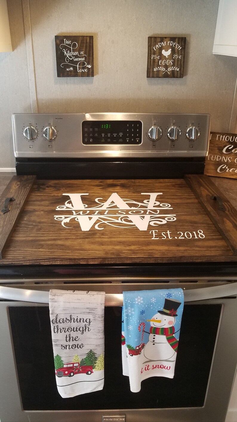 Stove top covers Wooden Personalized stove top cover Etsy
