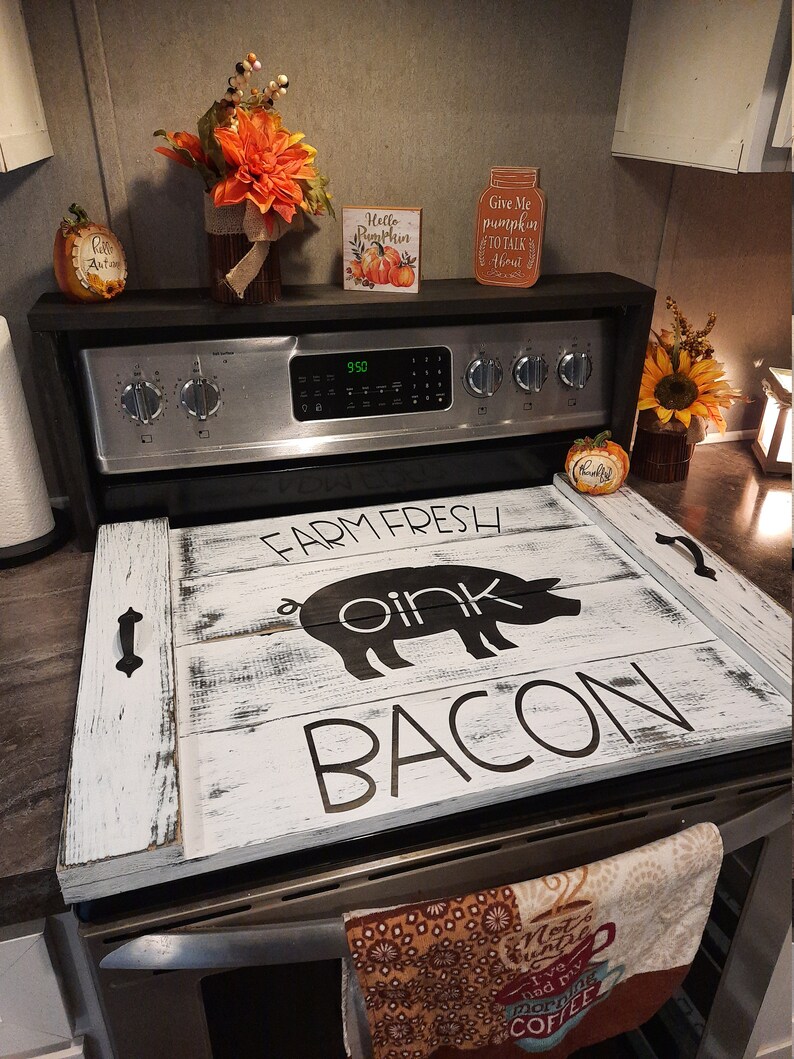 Stove top covers Wooden stove top cover Farmhouse stove top Etsy