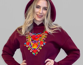 Halina Wine Slavic Folk Hoodies