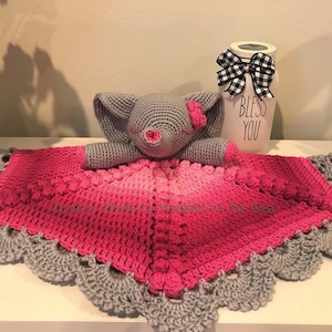 Crochet Elephant Lovey, Security Blanket, Animal Lovey