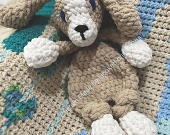 Crochet Puppy Snuggler Lovey, Handmade Security Blanket