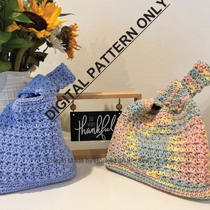 Bolso y cartera con nudo de Lucy, SOLO PATRÓN DE GANCHILLO, Bolso con nudo japonés