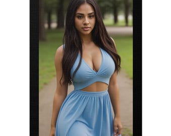 Blue Dreams by Sheri Valucci, Matte Canvas, Model Photography Print, Beautiful Woman Photo, Canvas Photo Print of Attractive Female