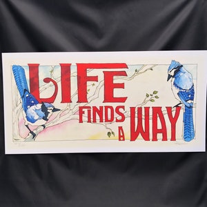 Life Finds a Way-blue jay watercolor/ink print