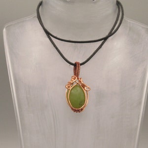 Serpentine Copper Wrapped Pendant