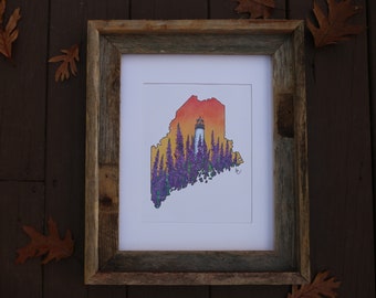 Maine Lupines Watercolor Art Print