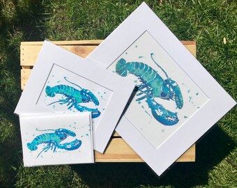 Blue Lobster Watercolor Print