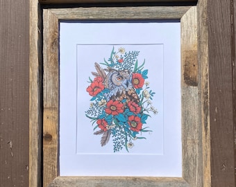 Floral Great Horned Owl
