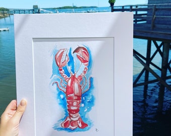 Red Lobster Watercolor Print