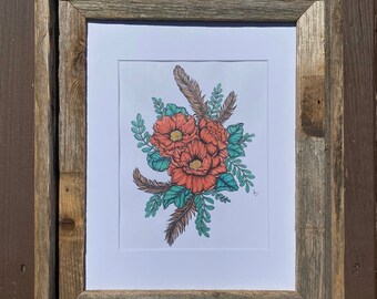 Peonies and Feathers