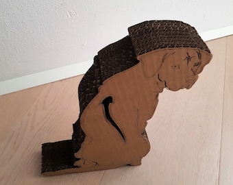 Lampada cartone cane. Razza Rodhesian Ridgeback. Led 12v a batteria. Luce per ambienti.