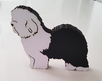 Puzzle cane. Razza Bobtail. Legno e adesivo. Con packaging in cartone