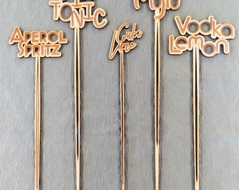 Set 5 Topper. Gin Tonic, Aperol Spritz, Mojito, Cuba Libre. Anche per brocca