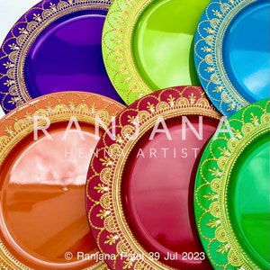 Mehndi Thaal Henna Decorated Charger Plates Home Decor Dinner Place Setting