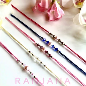 Rakhis de algodón puro de plata de ley 925 y cristal de Swarovski para Rakshabandhan