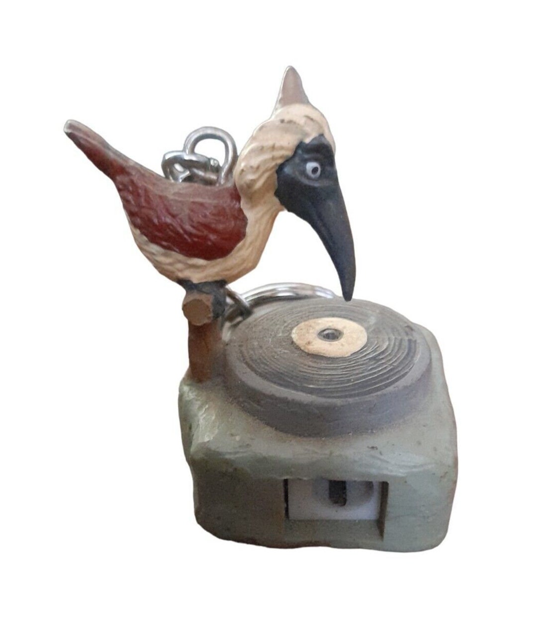 Flintstones Record Player Bird Pencil Sharpener Keyring Vintage 1980's