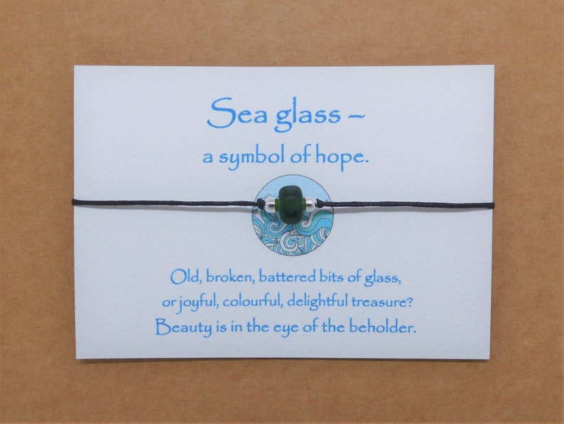 Gift for teenage girl Teenager gifts. Sea glass Friendship bracelet & message card. Colour choice Recycled Upcycled Eco friendly Sustainable image 7