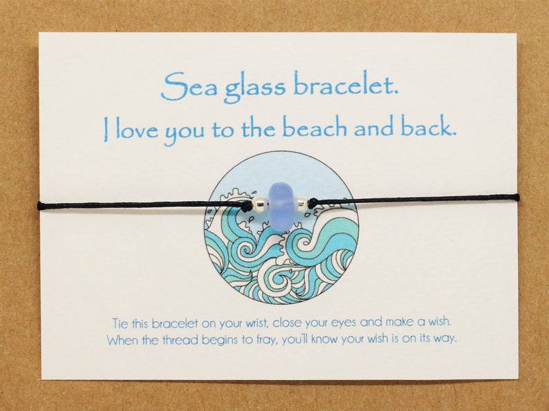 Gift for teenage girl Teenager gifts. Sea glass Friendship bracelet & message card. Colour choice Recycled Upcycled Eco friendly Sustainable image 3