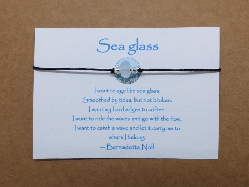 Gift for teenage girl Teenager gifts. Sea glass Friendship bracelet & message card. Colour choice Recycled Upcycled Eco friendly Sustainable image 6