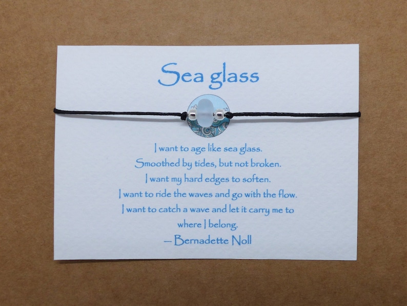 Gift for teenage girl Teenager gifts. Sea glass Friendship bracelet & message card. Colour choice Recycled Upcycled Eco friendly Sustainable image 6