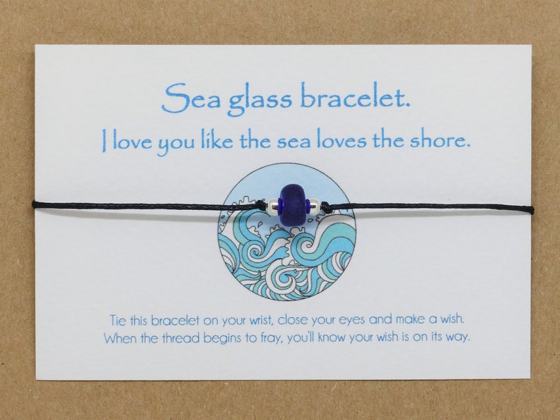 Gift for teenage girl Teenager gifts. Sea glass Friendship bracelet & message card. Colour choice Recycled Upcycled Eco friendly Sustainable image 4