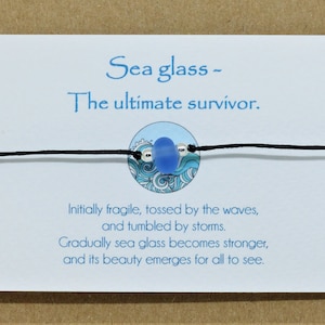 Gift for teenage girl Teenager gifts. Sea glass Friendship bracelet & message card. Colour choice Recycled Upcycled Eco friendly Sustainable image 1