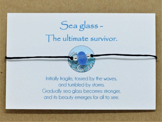 Gift for teenage girl Teenager gifts. Sea glass Friendship bracelet & message card. Colour choice Recycled Upcycled Eco friendly Sustainable