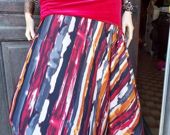 Boho long skirt, stretch printed skirt, ethnic skirt, skirt