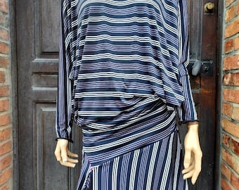 Women's tunic stripes, black grey tunic, original women's top