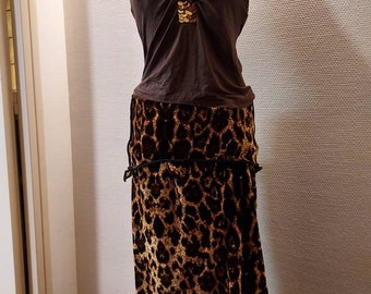 Leopard velvet skirt, soft skirt, stretch skirt
