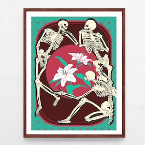 PRINT - print of skeletons and lillies