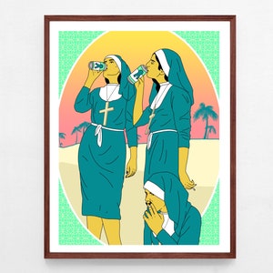 PRINT - print of nuns on vacation