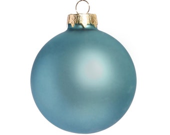 5 Pieces x DIY Paintable Fillable Christmas Decoration Ornament 3.15 Inch (80mm) Painted Matte Baby Blue Glass Bauble Ball