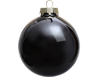 5 Pieces x DIY Paintable Fillable Christmas Decoration Ornament 3.15 Inch (80mm) Painted Shiny Porcelain Black Glass Bauble Ball