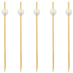 200/Pack - Party Supplies 4.72inch/120mm Disposable Cocktail Fruit White Pearl Bamboo Picks