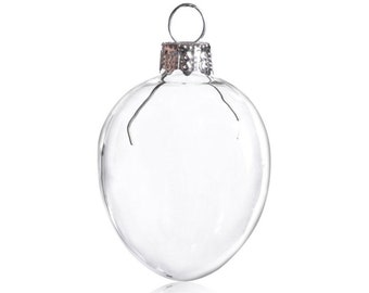 10 Pieces x DIY Paintable Fillable Home Xmas Christmas Decoration Ornament 1.96 Inch (50mm) Transparent Christmas Glass Egg