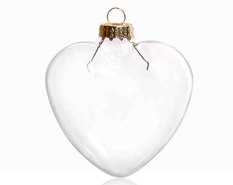 10 Pieces x DIY Paintable Fillable Christmas Decoration Ornament 3.35 Inch (85mm) Glass Heart