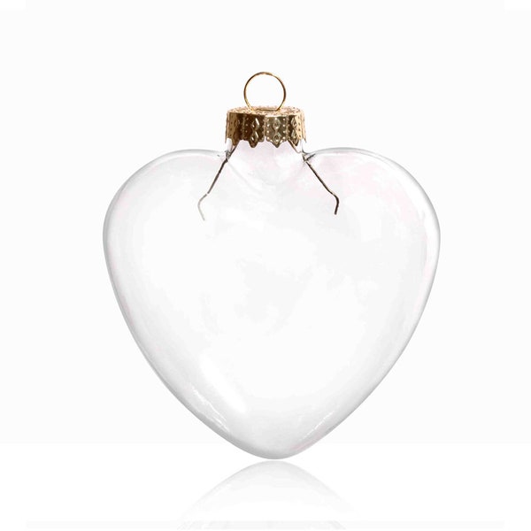 10 Pieces x DIY Paintable Fillable Christmas Decoration Ornament 3.35 Inch (85mm) Glass Heart