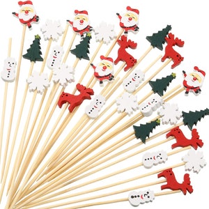 200/Pack - Party Supplies 4.72inch/120mm Disposable Cocktail Fruit Happy Christmas Bamboo Picks