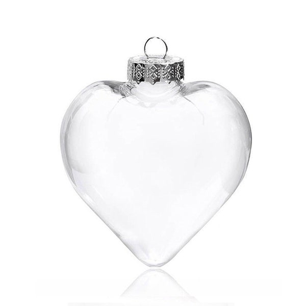 20 Pieces x DIY Paintable Shatterproof Fillable Home Xmas Christmas Decoration Ornament 4 Inch (100*90mm) Plastic Heart