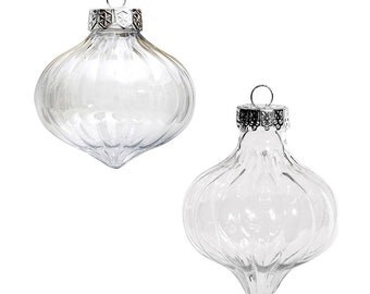 20 Pieces (10 for each) x DIY Paintable Shatterproof Fillable Home Xmas Christmas Decoration Ornament Transparent Plastic Onion