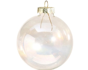 5 Pieces x DIY Paintable Fillable Home Xmas Christmas Decoration Ornament 2.6 Inch (66mm) Iridescent Glass Sphere Ball