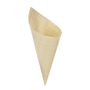 100 Pieces - Party Supplies Disposable Tableware 7.08Inch (180mm) Natural Wood Biodegradable Food Cones