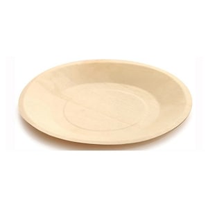 10 Pieces - Party Supplies Disposable Tableware 7.5inch/190mm Natural Wood Biodegradable Round Serving Plate