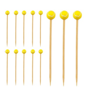 100/Pack - Party Supplies 4.72inch/120mm Disposable Cocktail Fruit Tennis Bamboo Picks