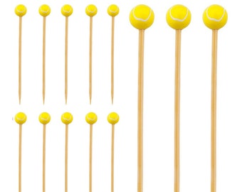 100/Pack - Party Supplies 4.72inch/120mm Disposable Cocktail Fruit Tennis Bamboo Picks